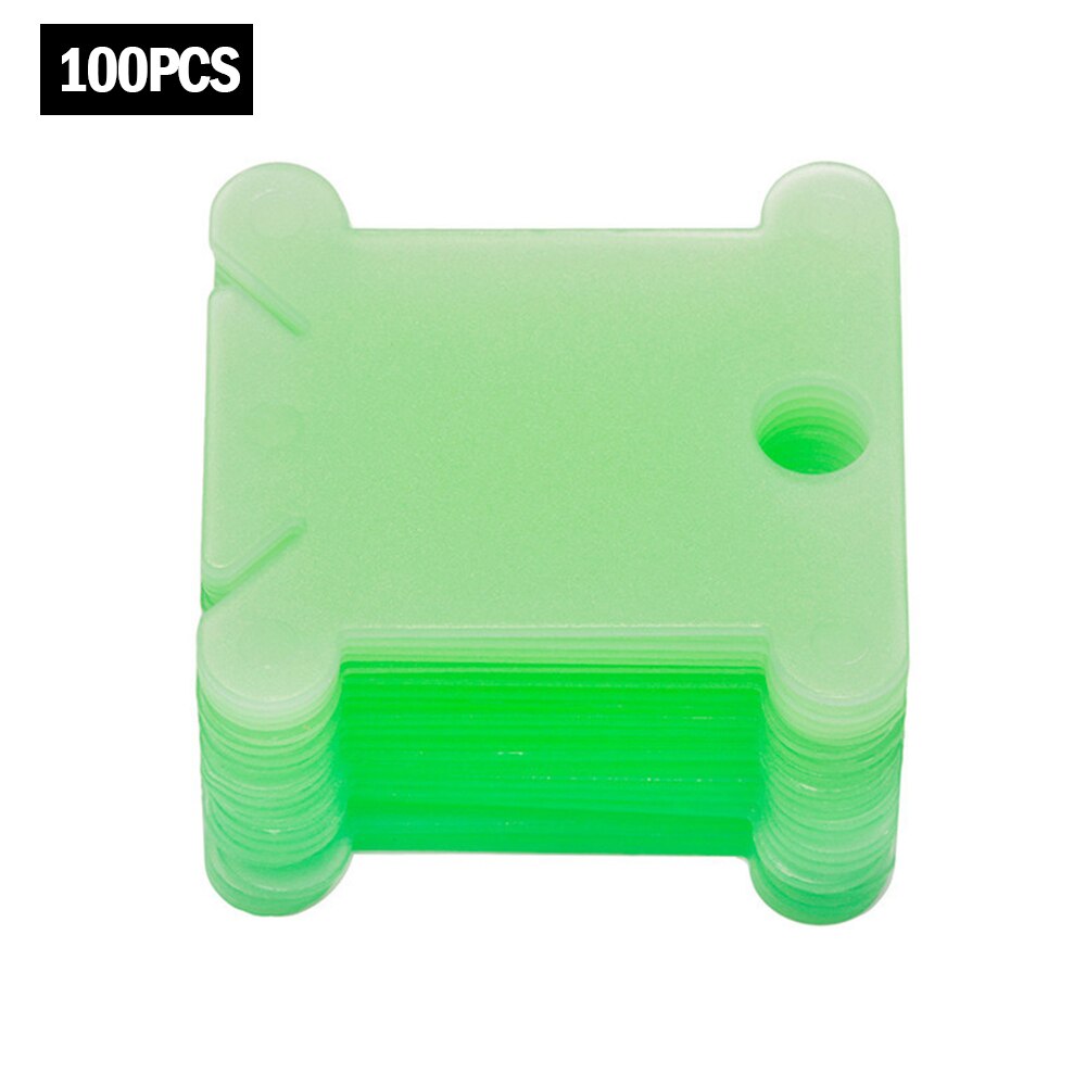 100pcs Embroidery Floss Craft Thread Bobbin Cross Stitch Storage Holder Plastic Sewing Thread Board Card Craft Kit 4cm: Green 100pcs