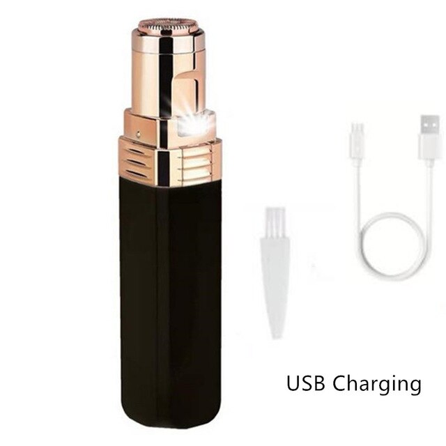Draagbare Vrouwen USB Oplaadbare Elektrische Epilator Pijnloze Ontharing Voor Body Depilator Lipstick-shape Nek Been Scheren Tool: USB Black