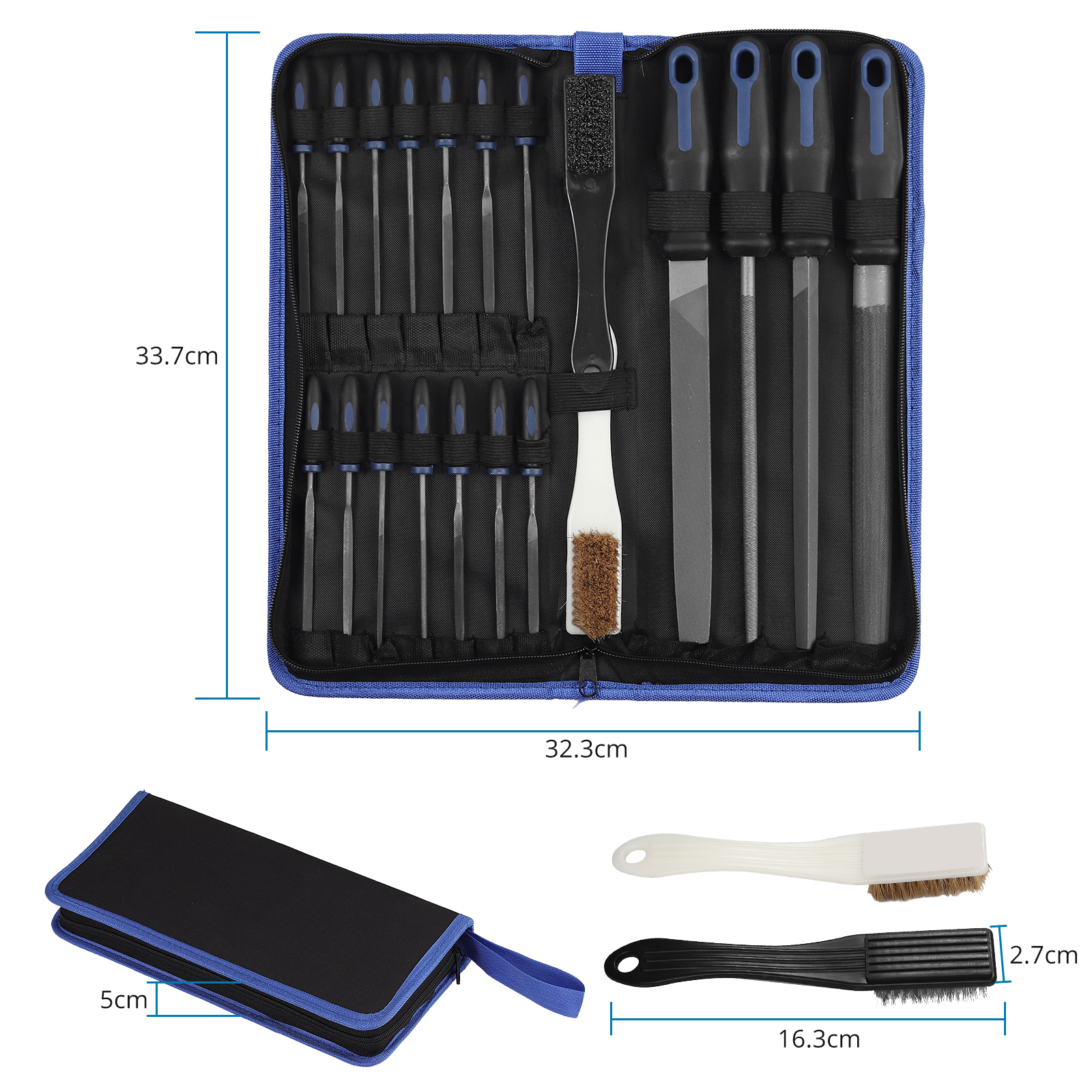 GARLLEN 20 in 1 Files Set 4*200mm Flat Half-Round Round Triangle File &amp; 14*Needle File For Shaping Metal Jewelry Glass Tile etc