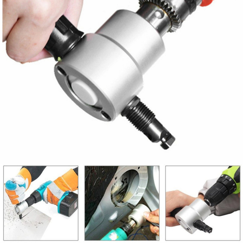 Obcinak robić blachy Podwójna głowica Narzędzie robić cięcia żelaza Wiertarka elektryczna Modyfikacja płyty Dziurkacz Nożyce Regulowane