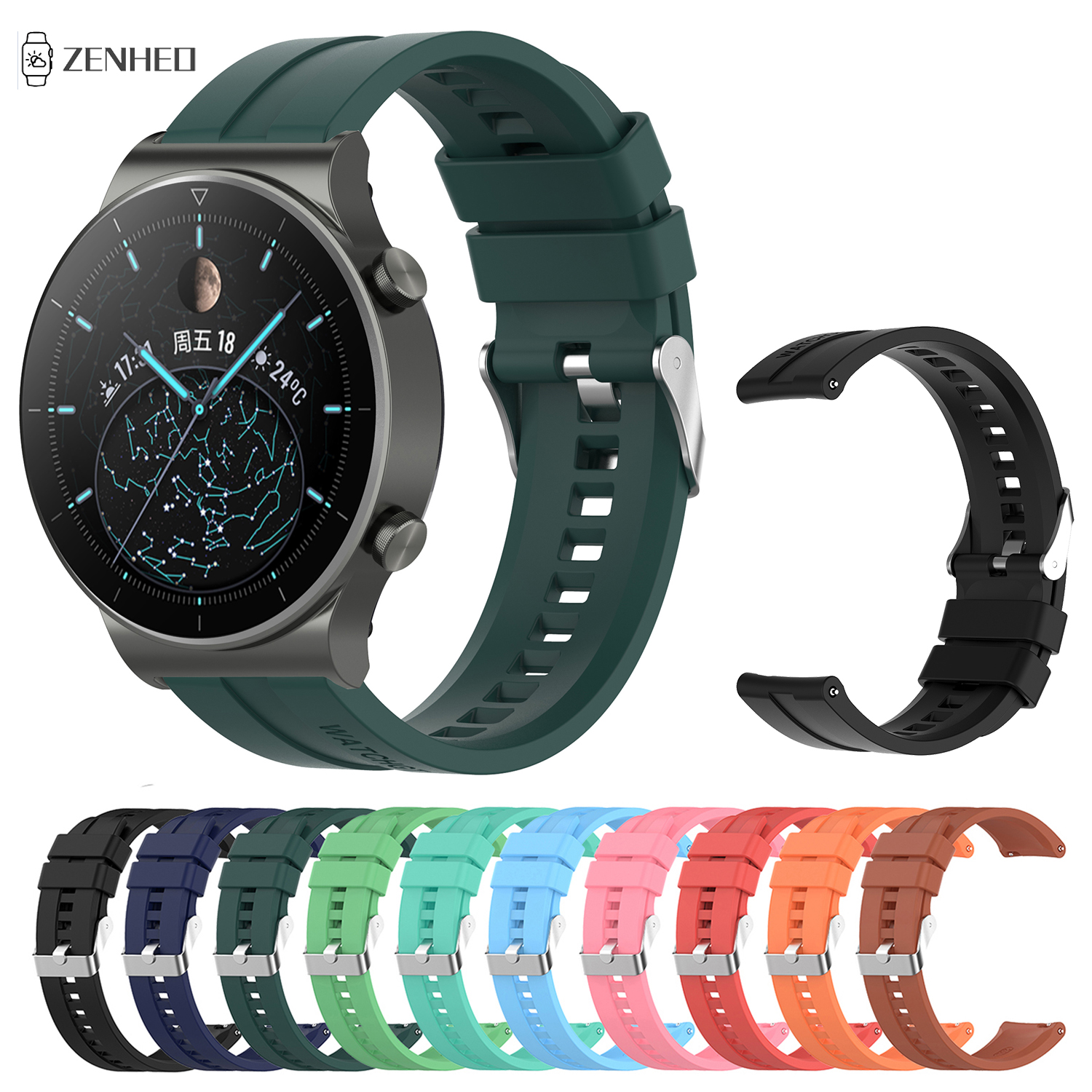 Bracelet en Silicone de 22mm pour Huawei Watch GT2 Pro GT3, 46mm, pour Huawei Honor Magic 2 46mm