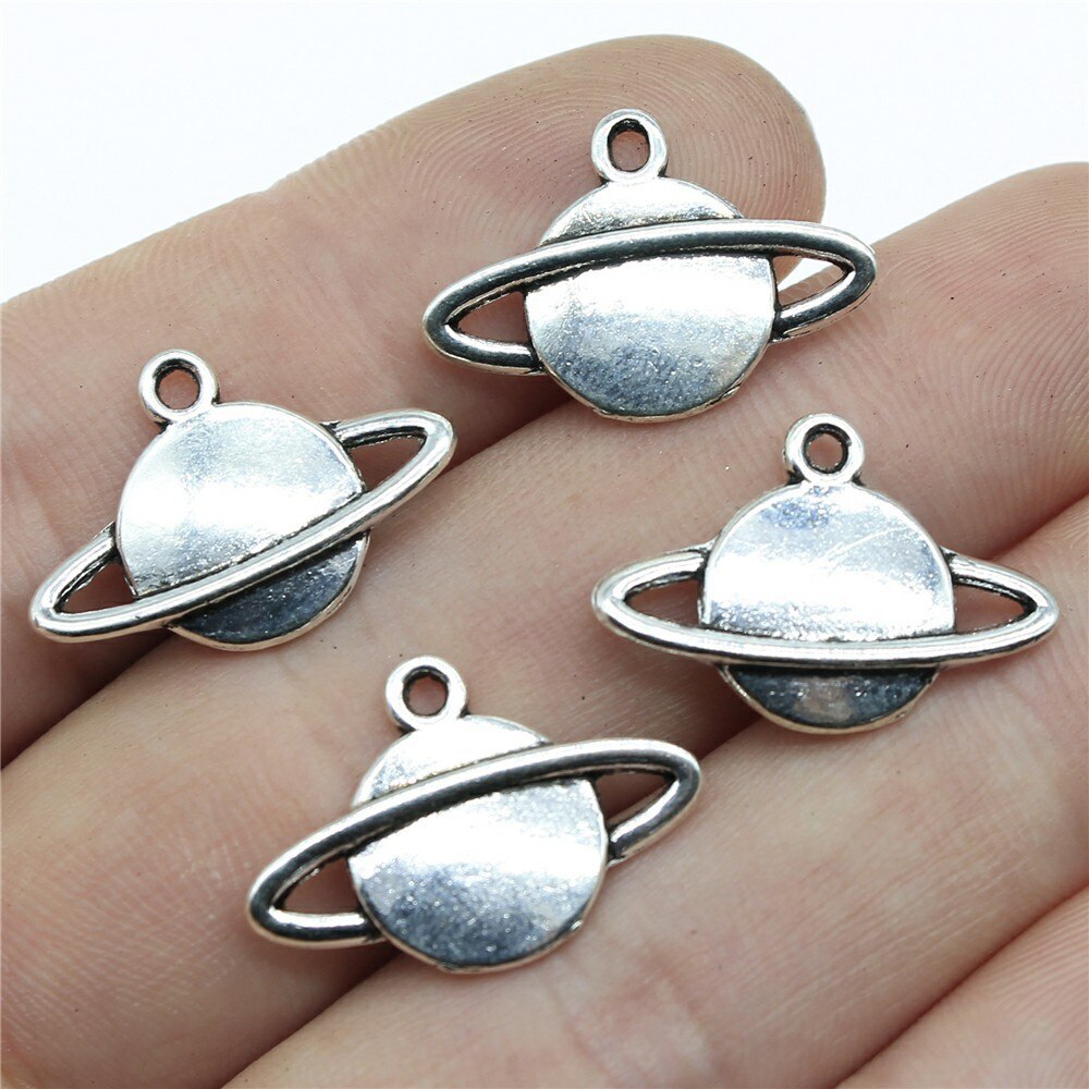 20pcs Saturn Planet Spark Star Solar System Saturn Universe Planet Charms For Jewelry Making