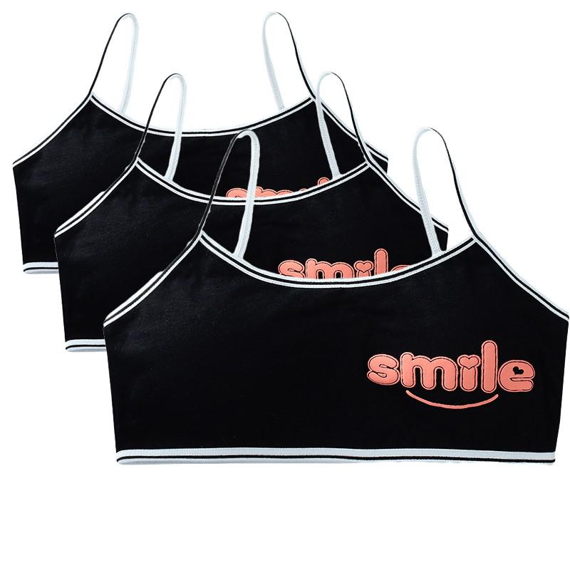 Sujetadores de entrenamiento para niñas, ropa interior de algodón con letras bonitas, para adolescentes y niños, 3 unids/lote: H