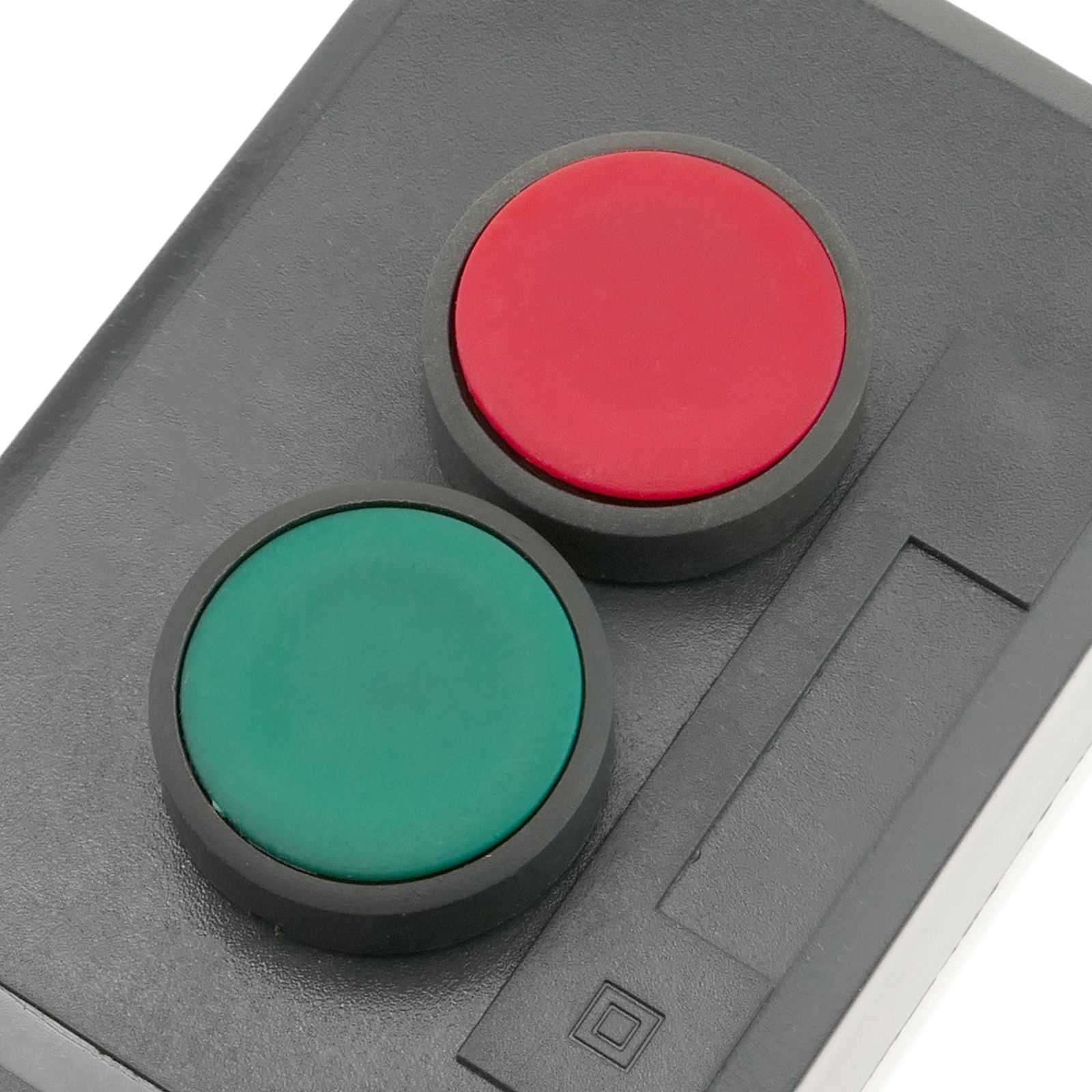 BeMatik-gray/black control box with 2 momentary push-buttons green 1NO red 1NC