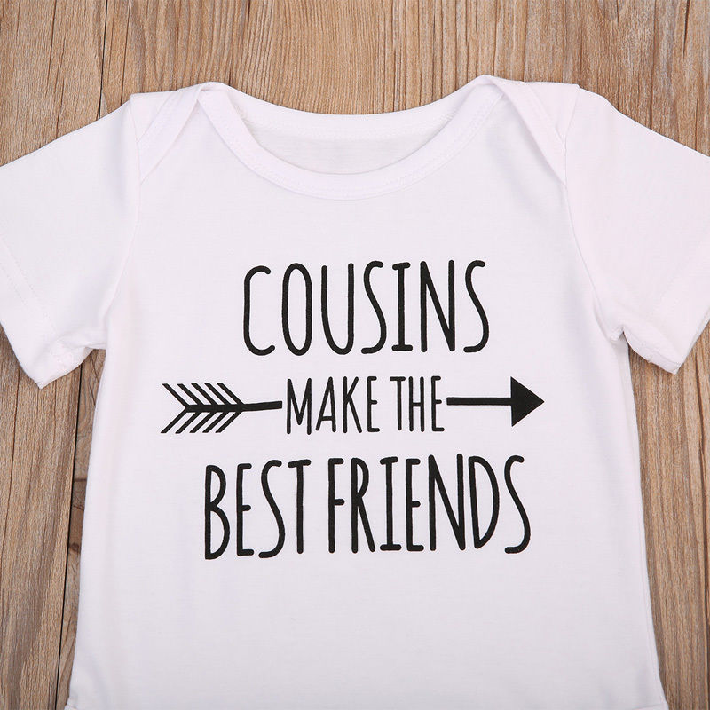 Katoen Cousins Gedrukt Pasgeboren Peuter Baby Baby Jongen Meisje Bodysuit Jumpsuit Kleren Korte Mouw Sunsuit Outfit Korte Kleding