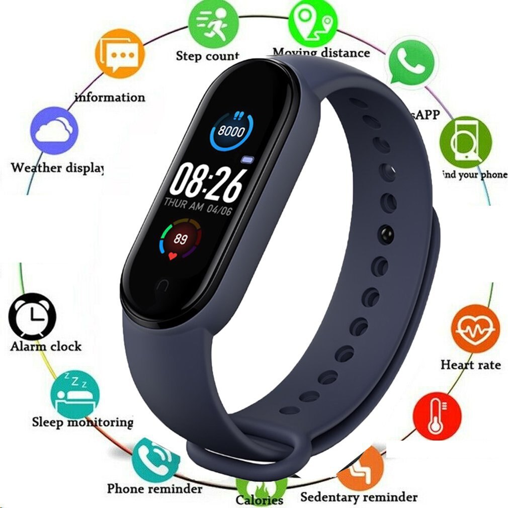 M5 Smart Horloge Mannen Vrouwen Hartslagmeter Bloeddruk Fitness Tracker Smartwatch Band 5 Sport Horloge Voor Ios Android