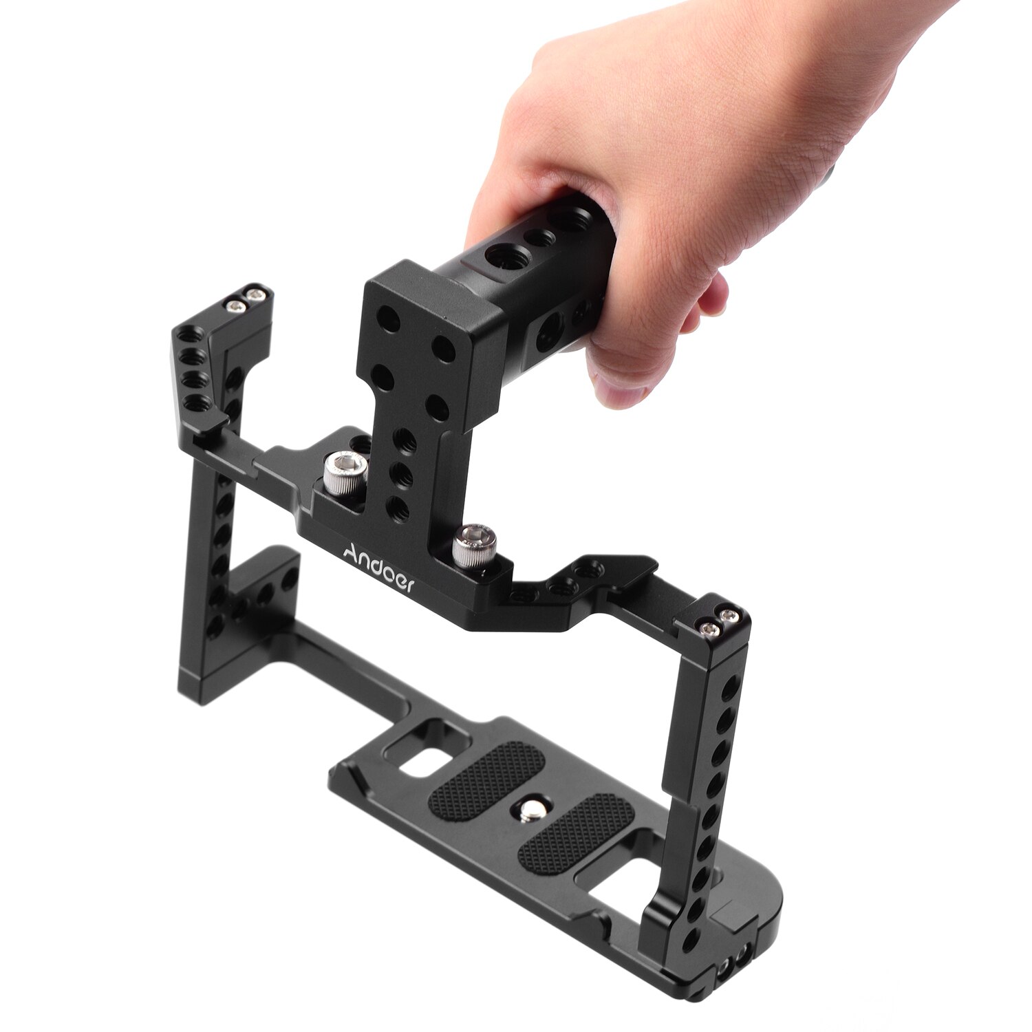 Andoer Camera Cage + Maniglia Superiore In Lega di Alluminio Kit con Dual Fredda Shoe Mount 1/4 "Vite per Canon EOS 90D/80D/70D DSLR Della Macchina Fotografica