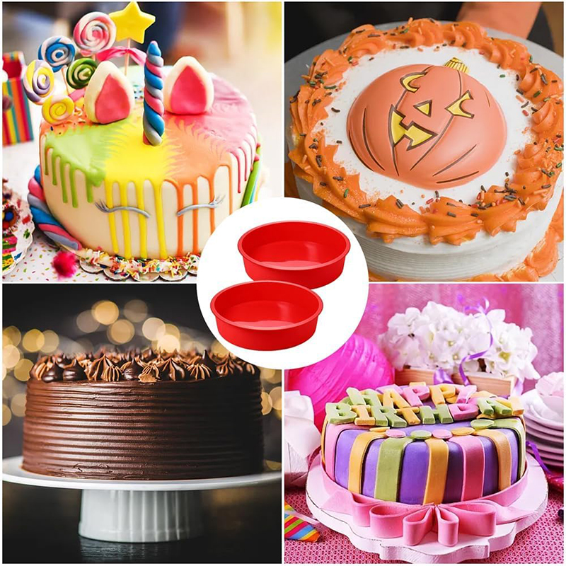 2Pcs Silikon Kuchen Form 6/8 Zoll Kuchen Dosen Antihaft Kuchen Gebäck Mousse Brot Backform Kuchen Pfannen backblech Backen Zubehör