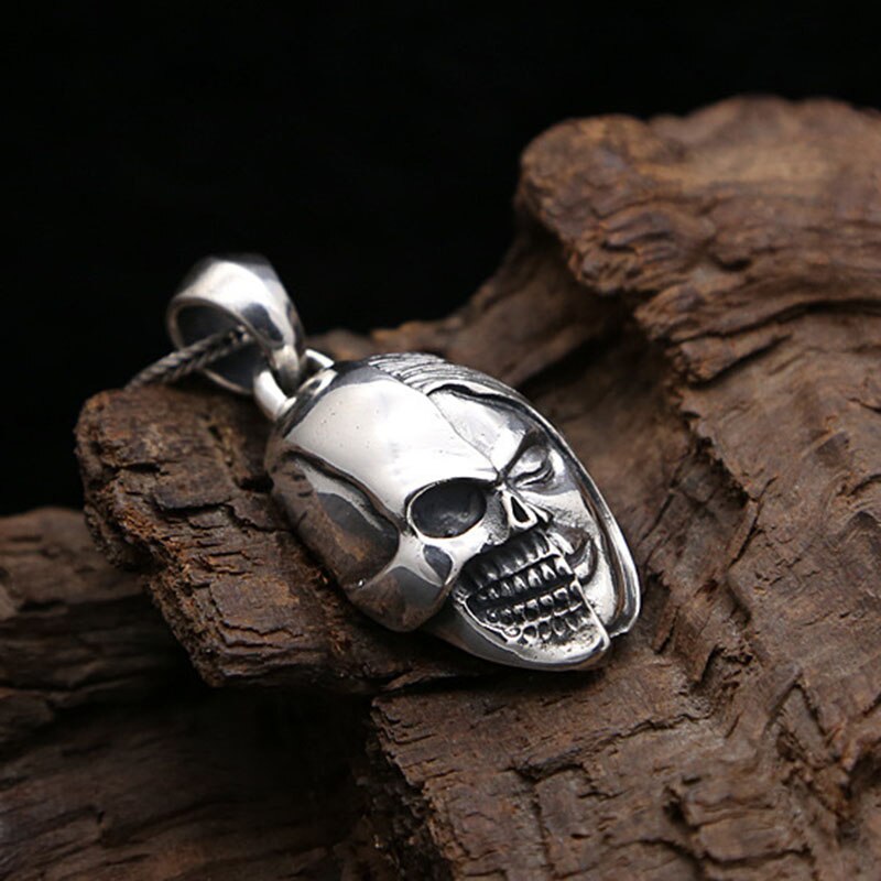 Trendy Face Skull Pendants Jewelry Retro Silver Pendants Jewelry Accessory Thai Silver Men Pendant