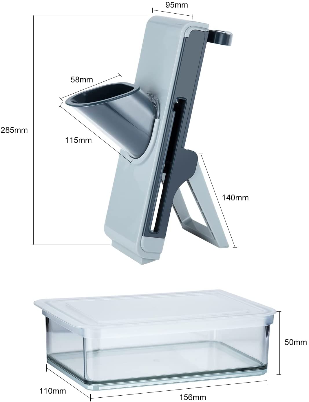 Vegetable Potato Dash Slicing Tool Food Chopper French Fries Cutter Convenient Quick Upright Adjustable Dicer With Container: White