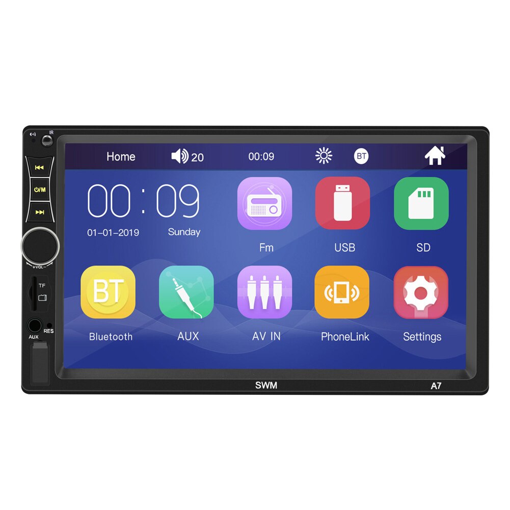 Reproductor MP5 de 7 pulgadas para coche, Radio estéreo con Bluetooth, USB, AUX, FM, Pantalla remota táctil, Control, FKU66