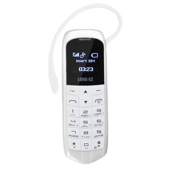 Long-CZ J8 Mini bluetooth Phone with Hand Free Bluetooth Dialer Bluetooth Headphone Function FM single Micro SIM Card 3 colors: white