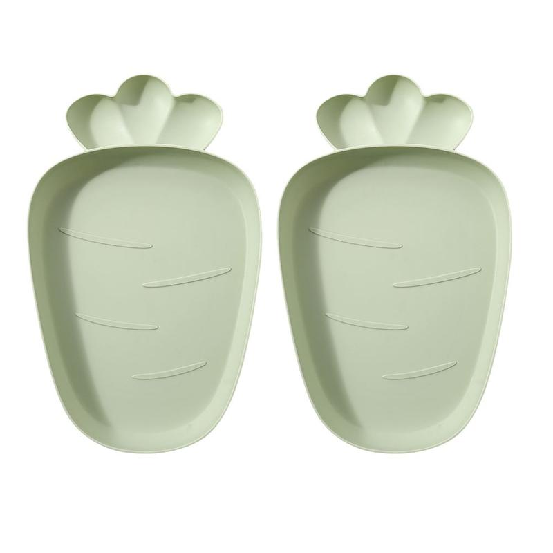 2 stk gulerod form snack fad slik frugt tallerken tør mad tallerken skål plast serveringsplade hjem dekorationer: 2 stk grøn