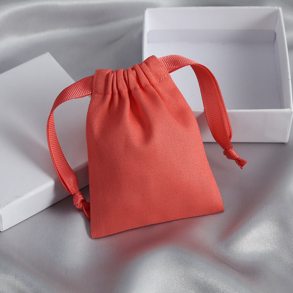 20Pcs Sieraden Pakket Pouch Katoenen Canvas Tassen Met Lint Kleine Ketting Earring Verpakking Pouch Wedding Favor Bag