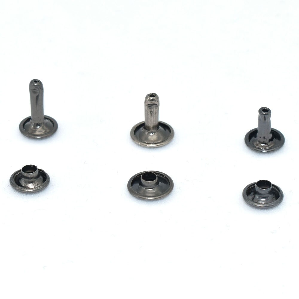 50 Sets Gun Metal Double Cap RivetsGun Metal Leather Rivets Use for Rapid Rivets Leather Craft Repair Leather Clothing and Craft