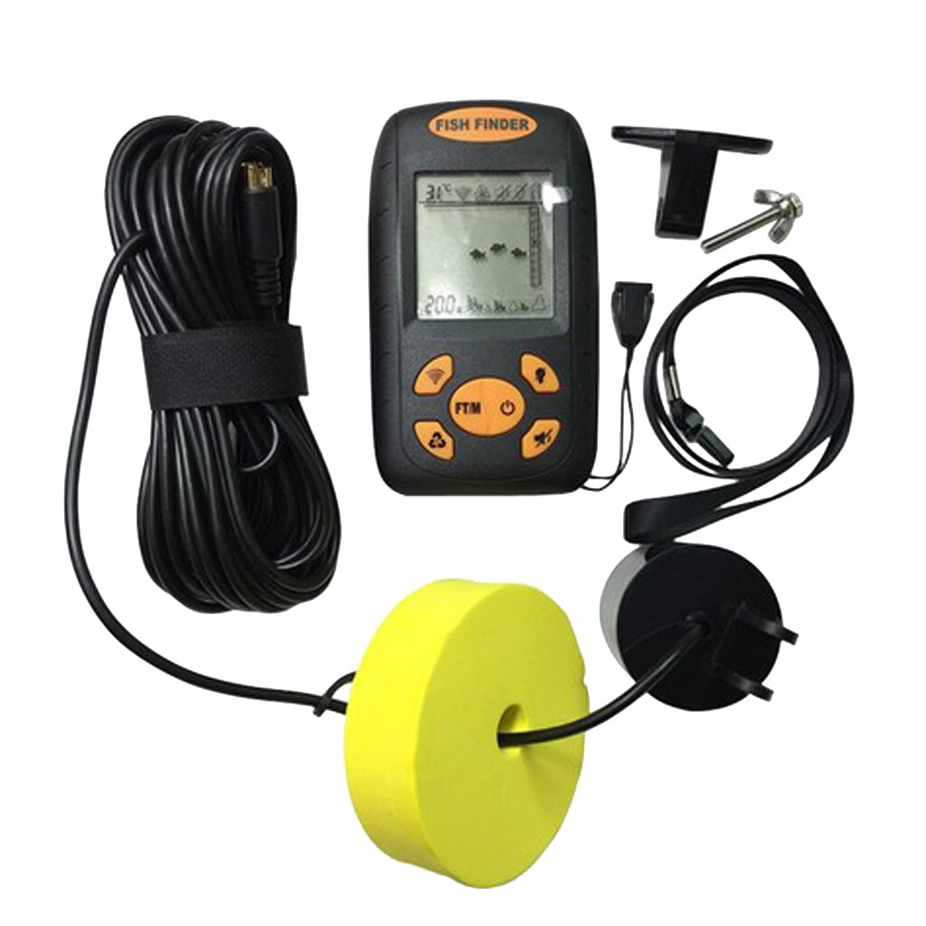 Wired Sonar Sensor Alarm Transducer LCD Display Fish Depth Locator Portable Fish Finder 328ft Fish Finder for Fisherman