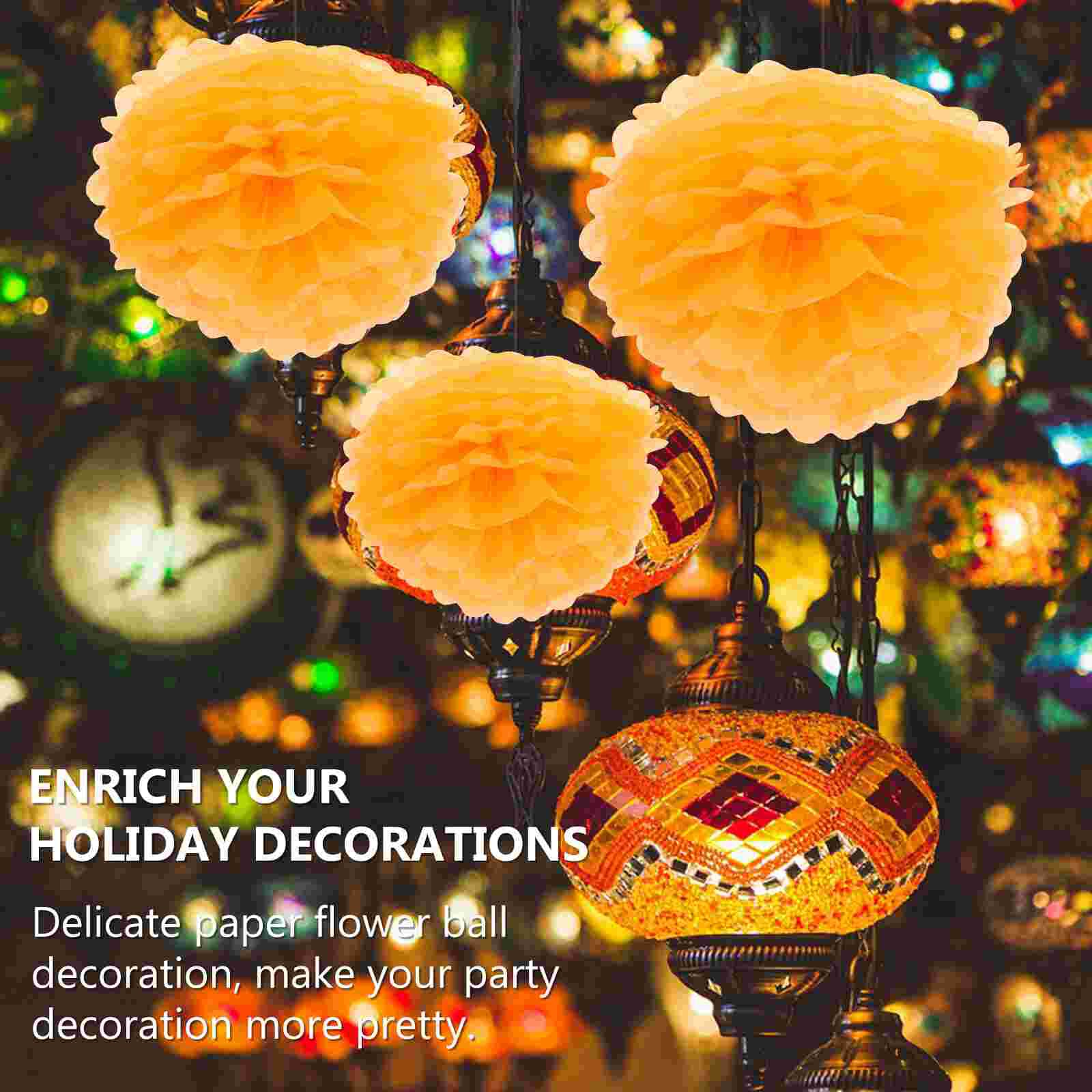 12pcs Hanging Paper Pom Flower Balls Wedding Flower Balls Decors Party