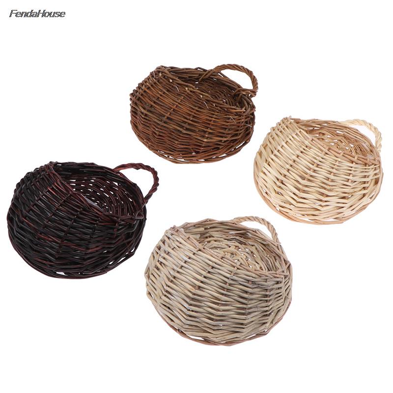 1PC fioriera da appendere a parete in vimini cestino in rattan da giardino vaso di vite supporto per piante da interno 4 colori