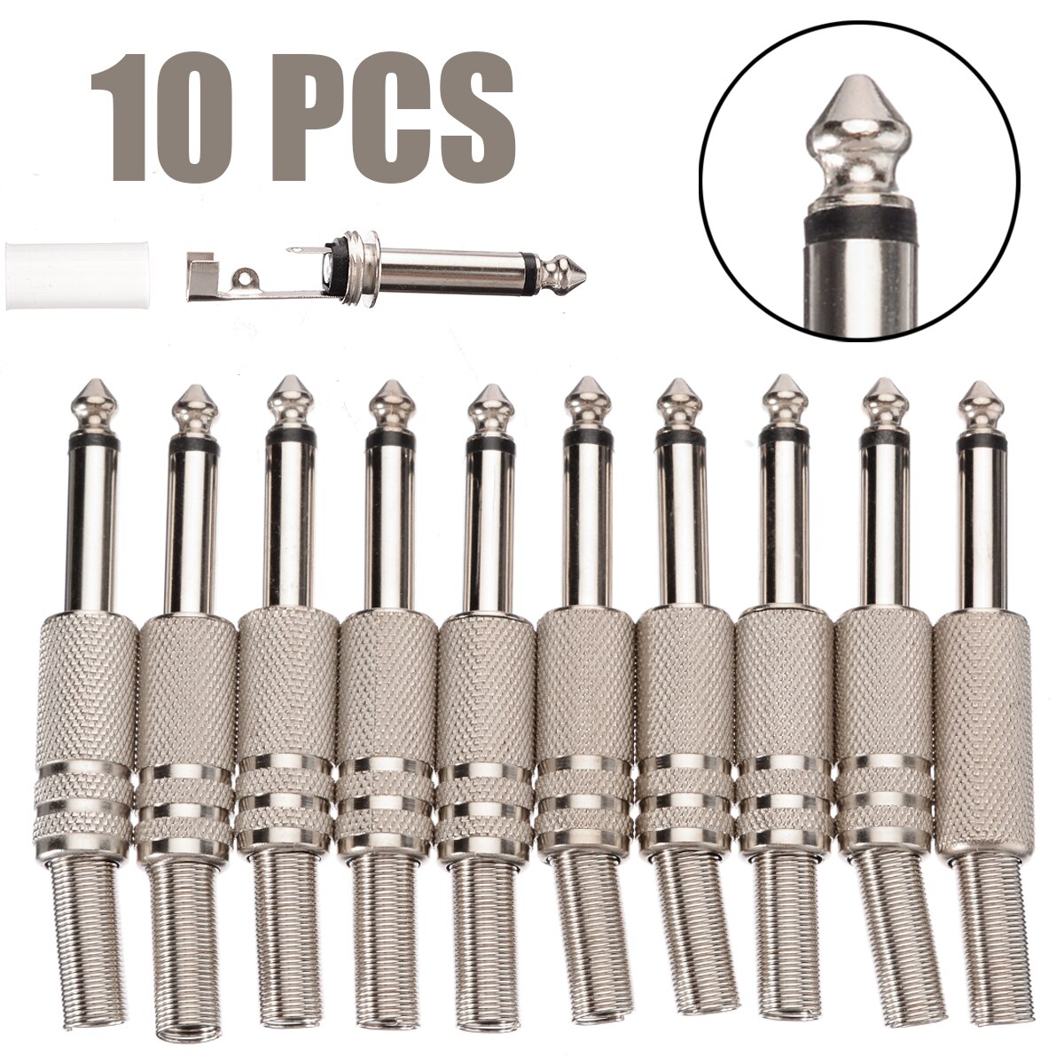 Kit 10 Prese Jack Stereo 6,35mm PCB Femmina 3 Pin – Con Dadi E Distanziali Per Audio E Strumenti