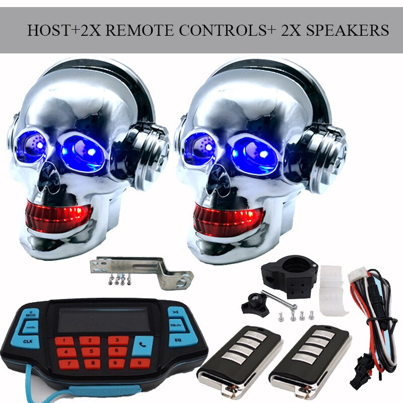 Motorcycle skull loudspeaker With Bluetooth MP3 waterproof Subwoofer Mobile phone call vehicle Electric vehicle Anti theft Color