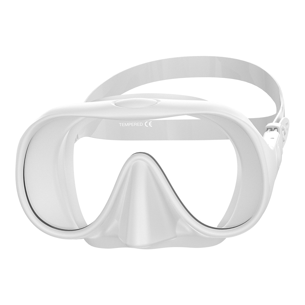 Máscara de buceo sin marco HD panorámica vista ultraancha vidrio templado snorkel gafas de natación adecuadas para adultos: Gris claro