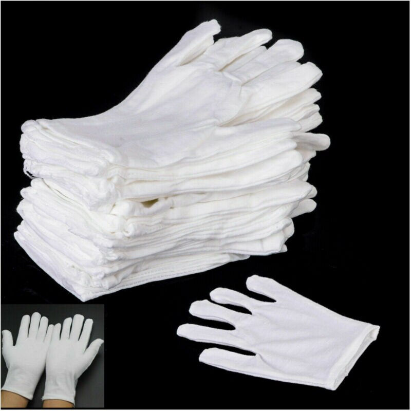 12 Pairs Katoenen Witte Handschoenen Algemene Purpose Hydraterende Voering Handschoenen L Maat