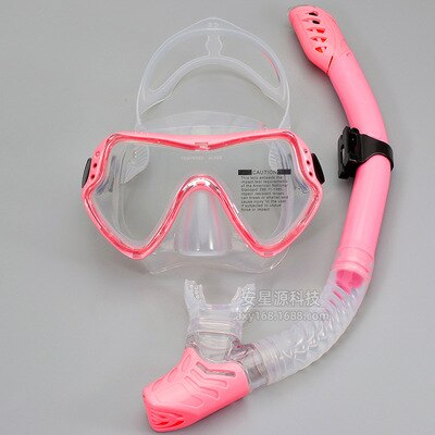 Maschera professionale per immersioni subacquee e snorkeling occhiali antiappannamento occhiali da nuoto nuoto Set di tubi per respiro facile: Pink B