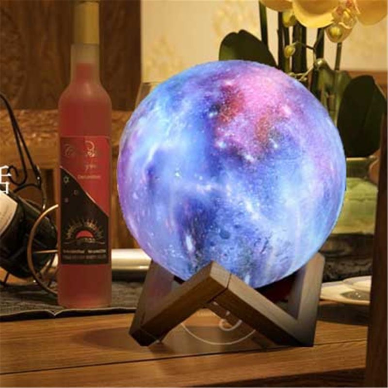 Maanlamp 3d print nachtlampje led sterrenhemel kinderkamer woondecoratie