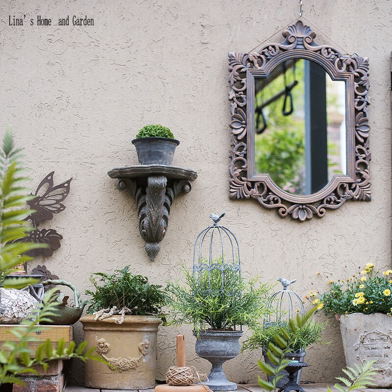 hollow out framed hand made French classic rustic finish wooden frame wall mirror