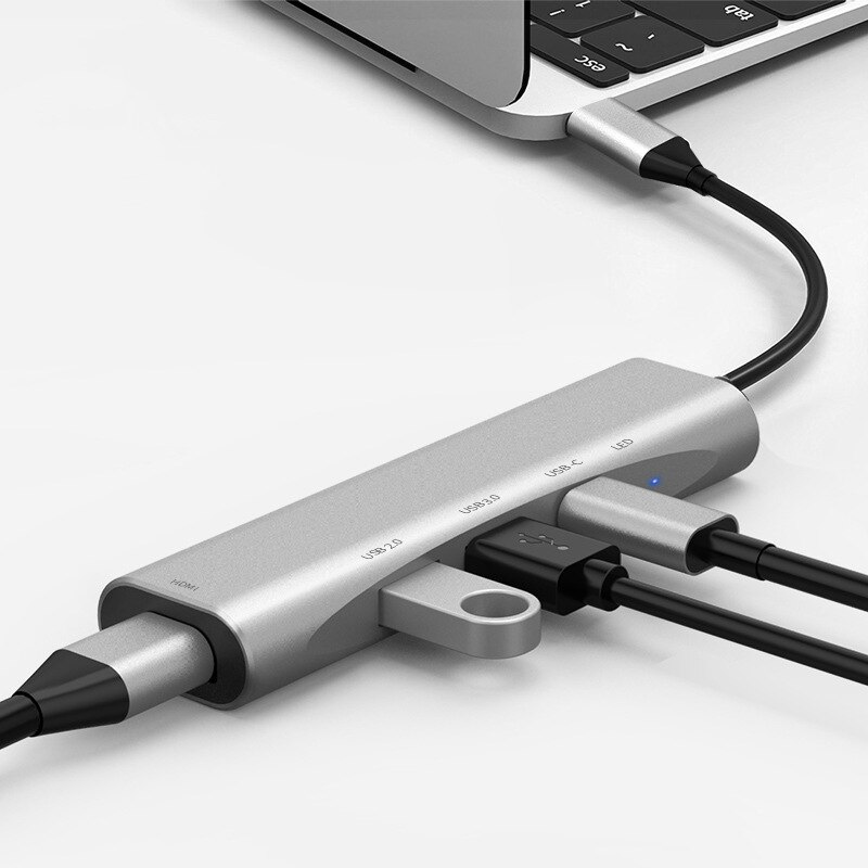 USB C centro 4 in 1 in Alluminio Tipo-C a USB HDMI 4K attracco stazione PD di Ricarica Veloce centro adattatore per PC pro
