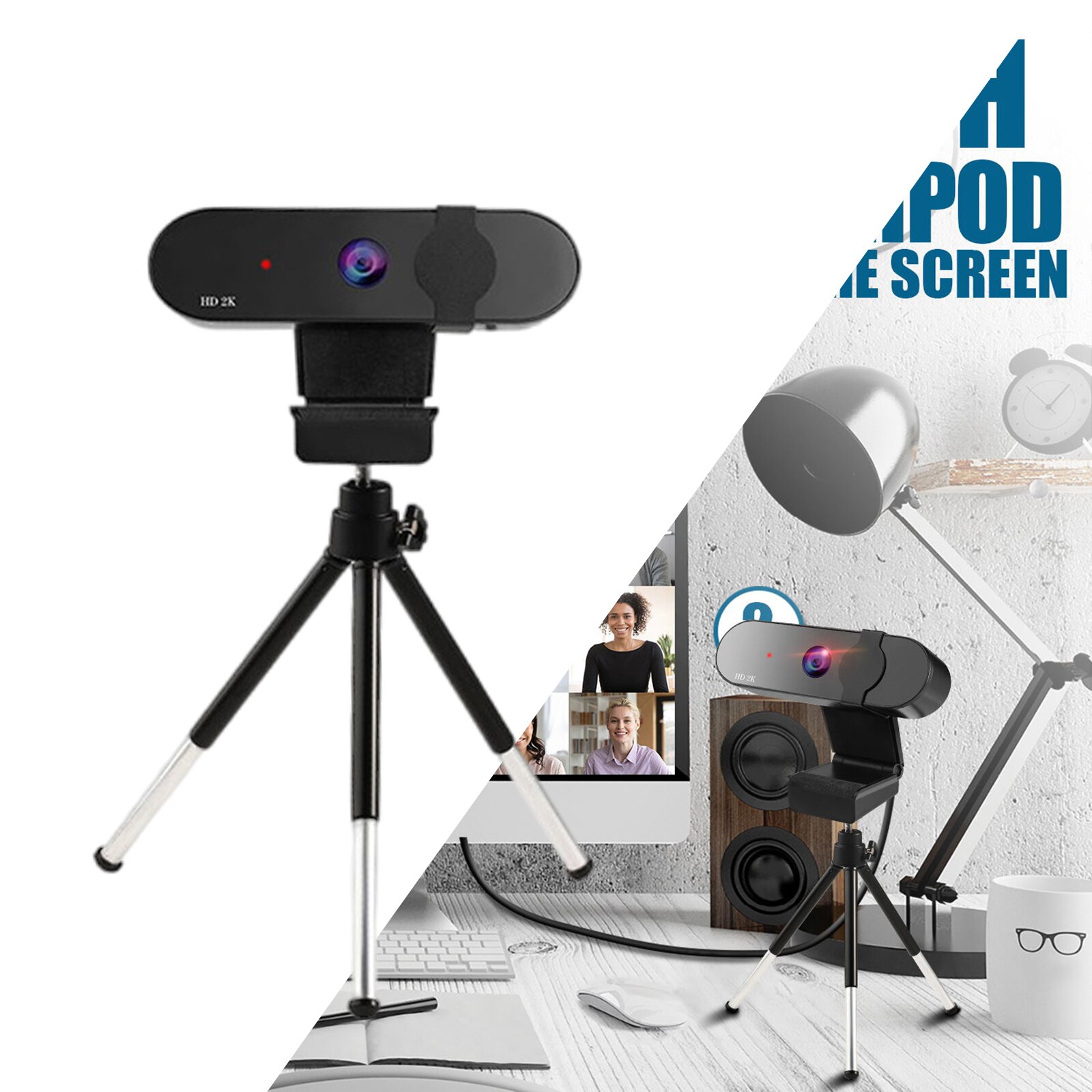 Business Webcam with Microphone &amp; Privacy Cover Computer Camera Auto-Focus for PC Monitor Laptop Livestream Conferencing