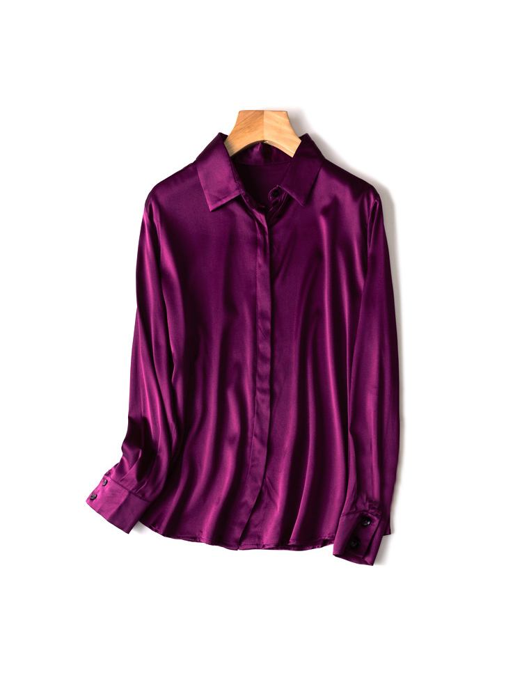 SuyaDream-camisas lisas de seda 93% auténtica para mujer, Blusa de manga larga de 7% licra, Top para oficina, primavera y otoño, 2022