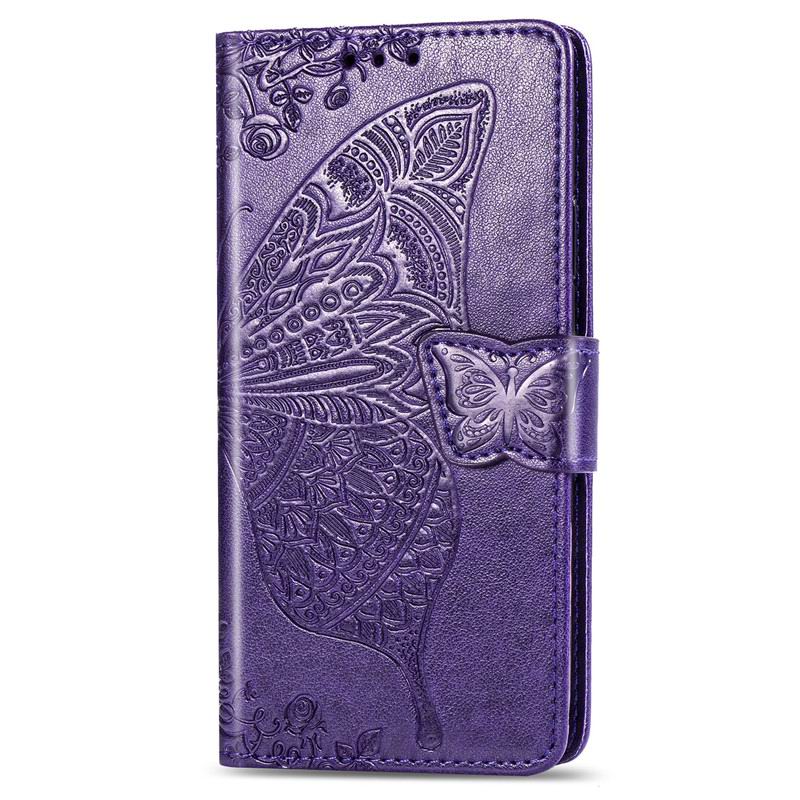 Voor Samsung Galaxy A12 Coque Wallet Leather Flip Case Op Voor Samsung A12 Een 12 A125F SM-A125F Cover 6.5 "3D Vlinder Fundas Etui: Purple