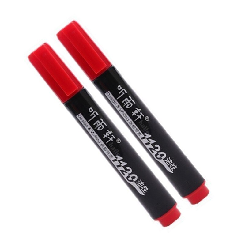 Haile-rotuladores blancos permanentes a prueba de agua, marcadores de tinta oleosa de 3mm para escritura de tela y artesanía, bolígrafos de pintura, suministros de papelería de arte, 2 uds.: 2 pcs Red