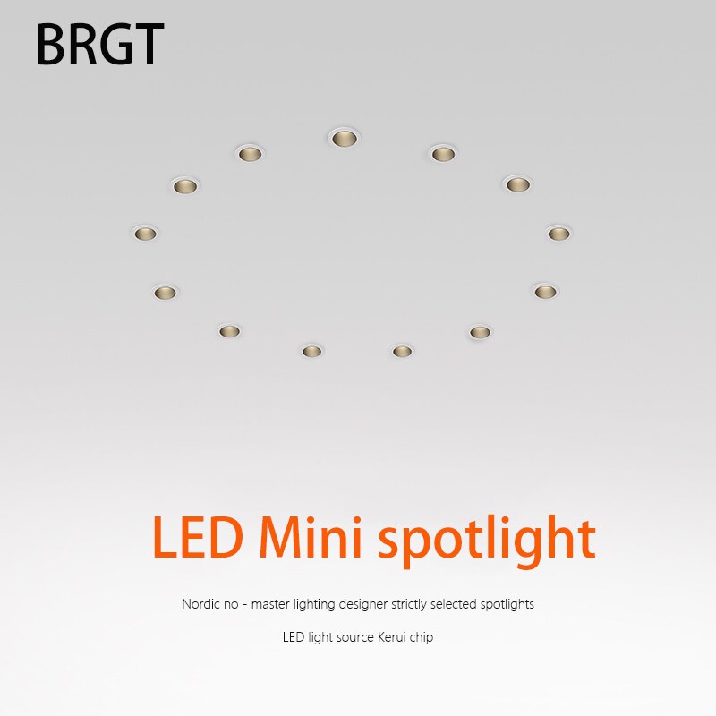 BRGT Led Mini Spot Lights Small Downlight Embedded Focos 2W5W7W Starlight Ceiling Lamp For Cabinet Display Wine Indoor Lighting