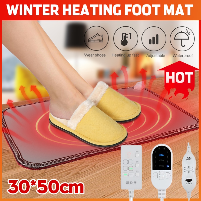 10Gears Foot Warmer Electric Heating Mat 30*50cm Waterproof Heater Pad Winter for Home Office Pet Thermostat Warming Tools
