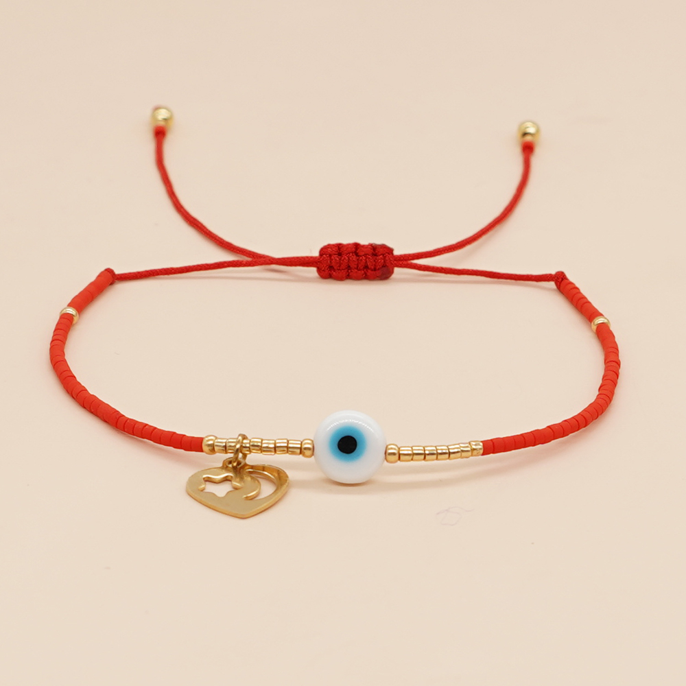 Go2Boho-Pulseras con dijes de cadenas multicapa para hombre y mujer, pulsera de la suerte con cuentas de mal de ojo, cuerda roja, de joyería hecho a mano: Color marrón amarillo