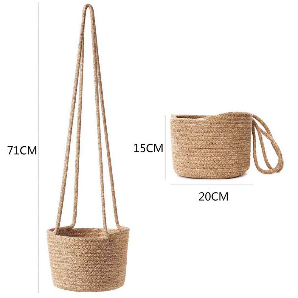 Nordic Natural Hanging Plant Pot Plants Hanger Cotton Rope Hanging Seagrass Flower Planting Basket Basket Holder Garden Decor: B