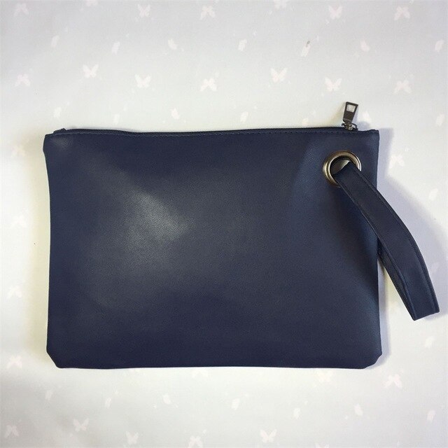 Solid Handtas Vrouwen Clutch Bag Leer Vrouwen Envelop Tas Rits Avondtasje Vrouwelijke Koppelingen Handtas Torebki Damskie: Deep Blue