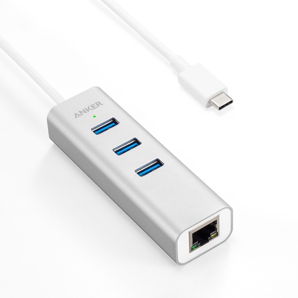 Anker USB C Hub,4-in-1 Aluminium USB C Adapter mit Ethernet Hafen,3 USB 3,0 Häfen, für MacBook Profi,Chromebook,XPS,Samsung S9 etc
