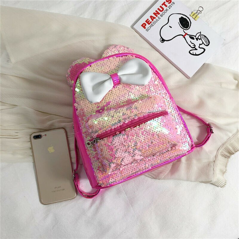 2020 novo bonito do bebê meninas lantejoulas mochila glitter bling saco de escola crianças criança bowknot pequeno mini