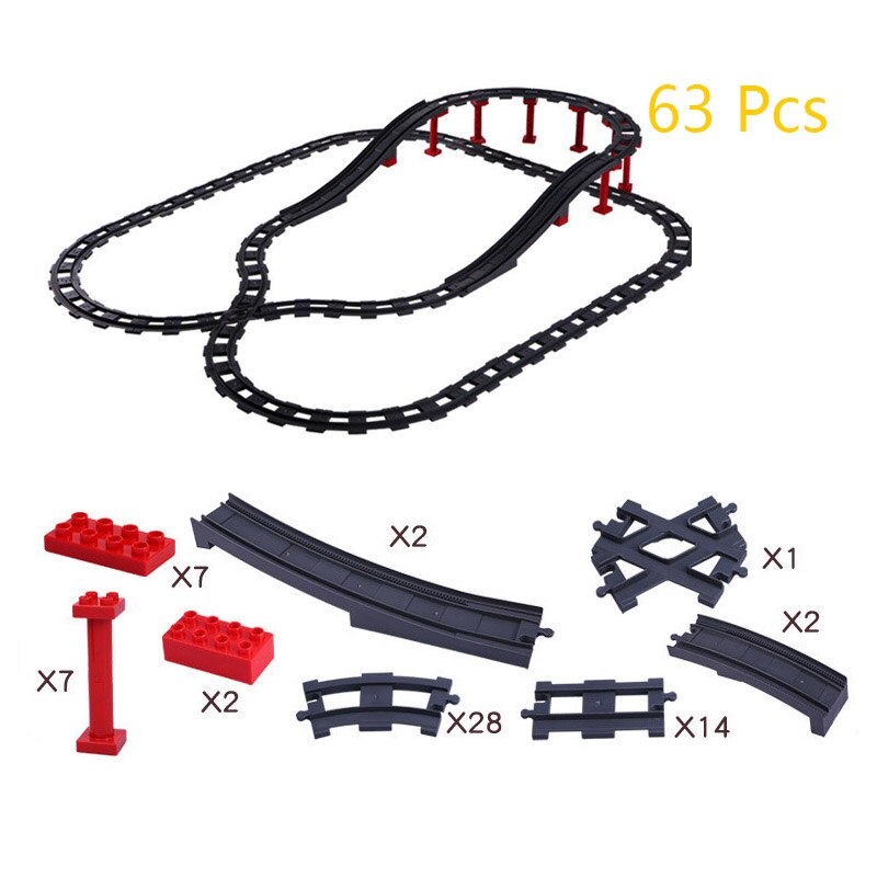 Locomotiva elettrica Pista del Treno Cabina Accessori blocchi di Costruzione di Grandi Blocchi Compatibile Con Duploed Giocattoli Per I Bambini 63PCS Giocattoli FAI DA TE