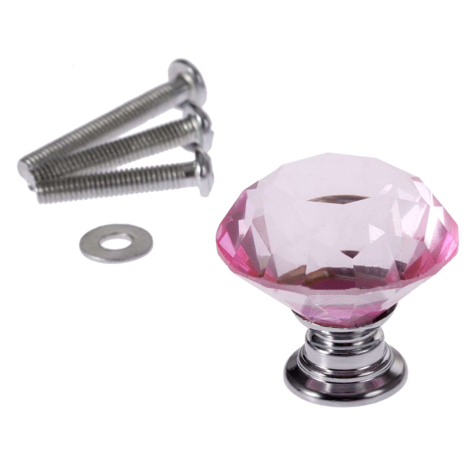 1x rosa diamantformade knoppar i kristallglas garderob skåp dra handtag för dörrhandtag i köksskåp