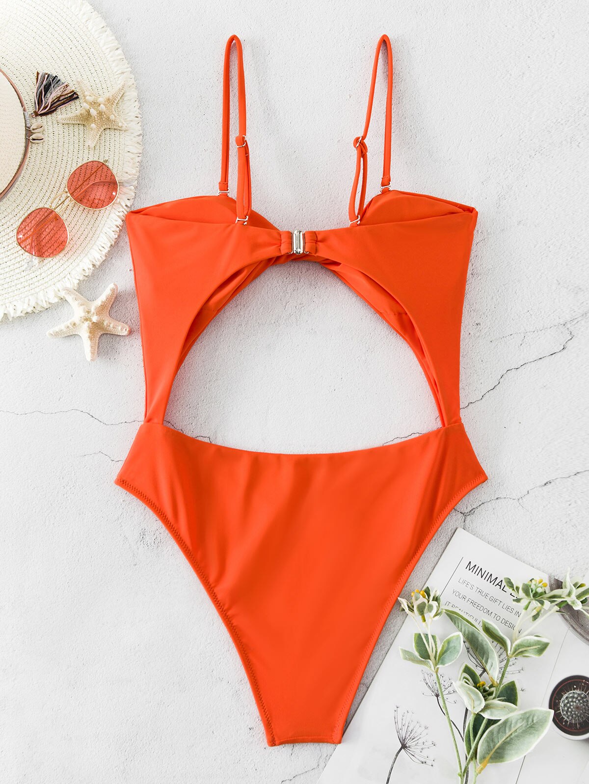 Saful – maillot de bain néon une pièce, avec découpe torsadée