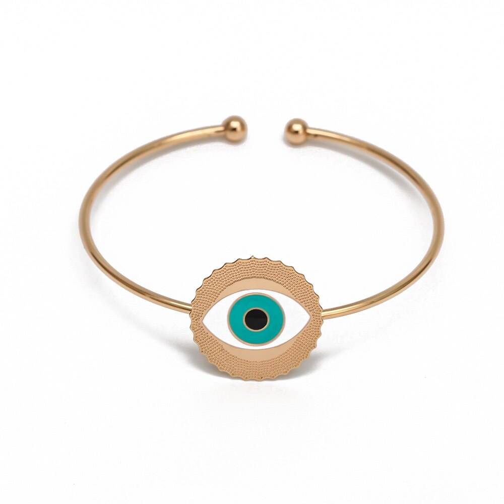 Lucky Eye wielokolorowy turecki Evil Eye bransoletka złoty kolor otwarta bransoletka Bangle regulowany dla kobiet biżuteria dziewczęca BE115: 30