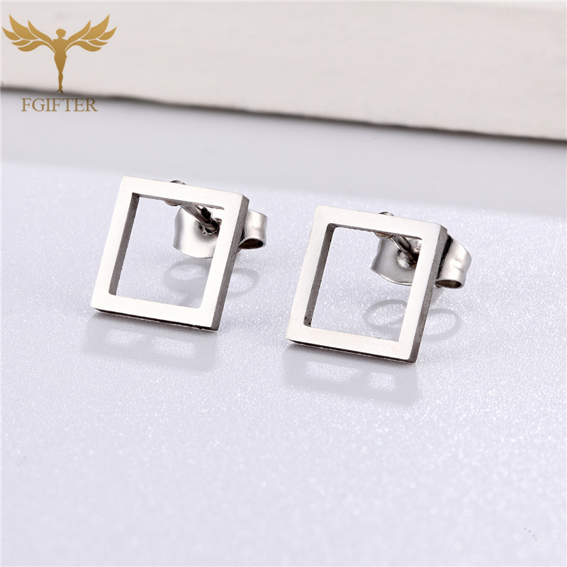 Pendientes minimalistas para hombre y mujer, aretes cuadrados huecos geométricos, accesorio de acero inoxidable, joyería de , 12 pares