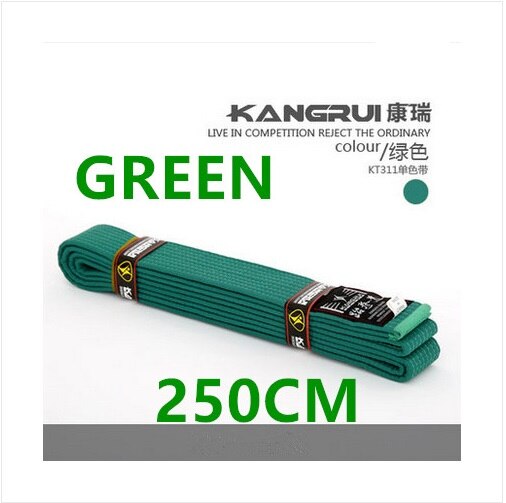 Högkvalitativt svart wtf taekwondo bälte broderi bomullsbälte taekwondo bälte anpassat 2.5m röd blå gul färg karate bälte: Grön