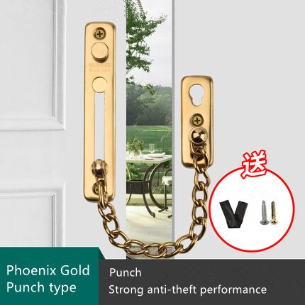 Anti-theft chain door chain thickening door buckle free punching 304 stainless steel safety chain door bolt anti-theft chain: Blue