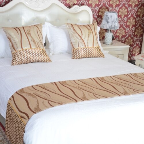 Rayuan Luxe Sprei Dubbele Laag Bed Runner Gooi Beddengoed Koningin King Bed Cover Handdoek Protector Home Hotel Decor: A / Single 50x180cm