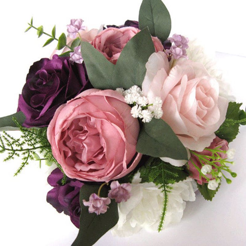 Bouquet de mariage Bouquet nuptial fleurs de mariage accessoires de mariage mauve prune rose blush aubergine fleur de soie décoration de la maison
